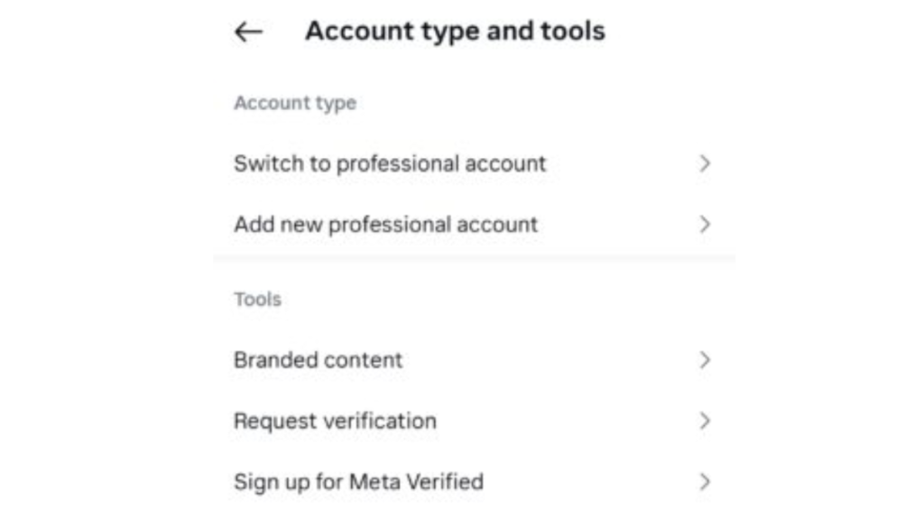 Instagram Account type and tool